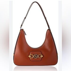 Guess Hensely Hobo Handbag Brown Faux Leather Shoulder Bag
